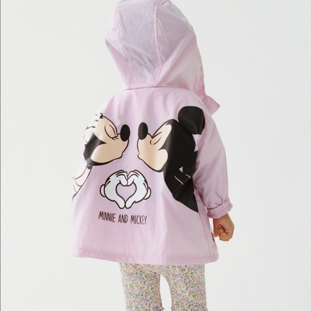 Zara Pink Minnie and Mickey Hooded Raincoat